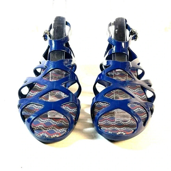 Mel Melissa x Forever 21 Dreamed Size 6 Jelly Sandals Buckle Crisscross Blue - Picture 2 of 10